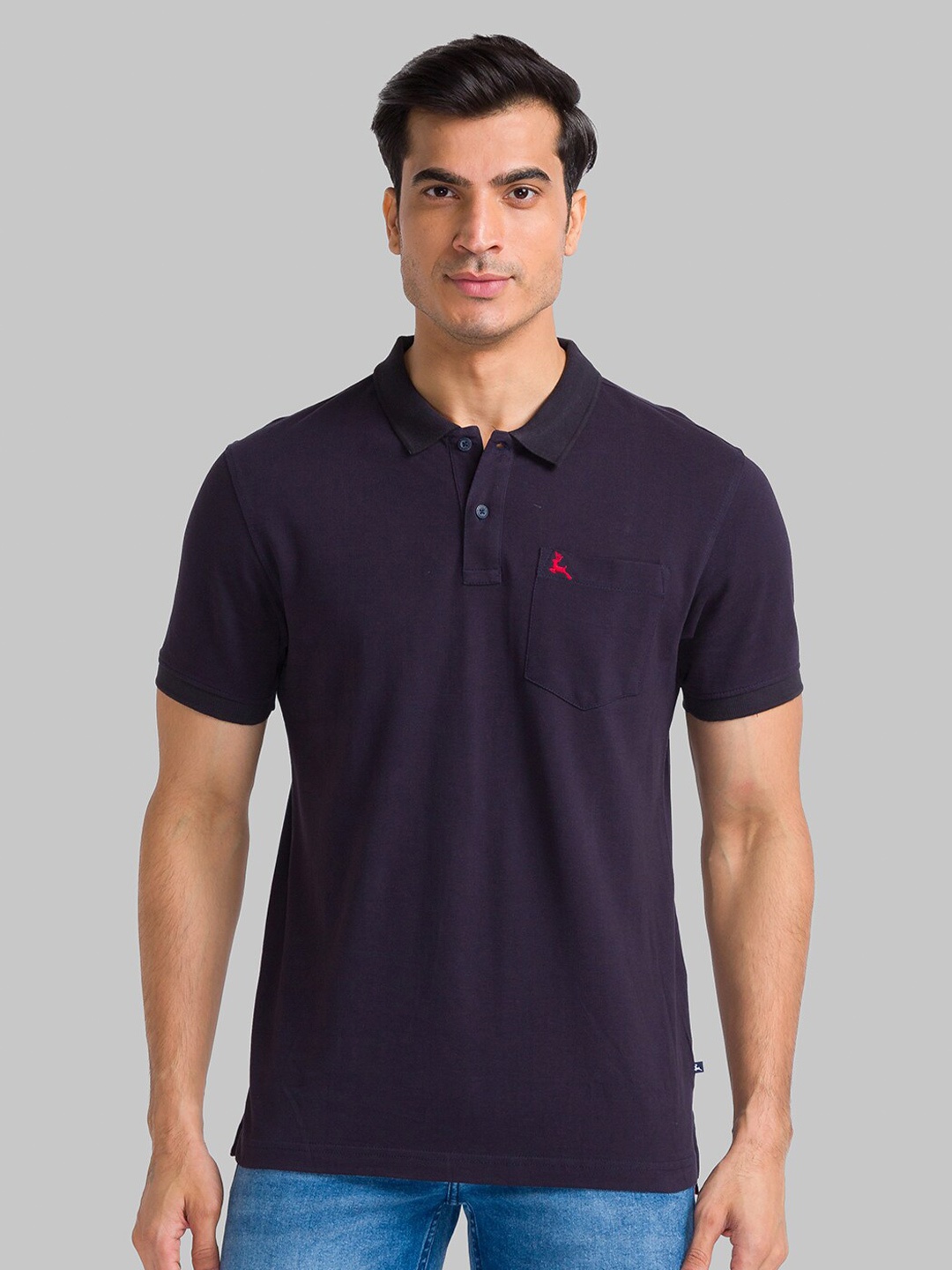 

Parx Men Blue Polo Collar T-shirt