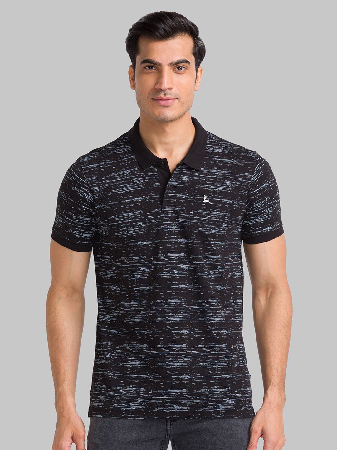 

Parx Men Black Polo Collar T-shirt