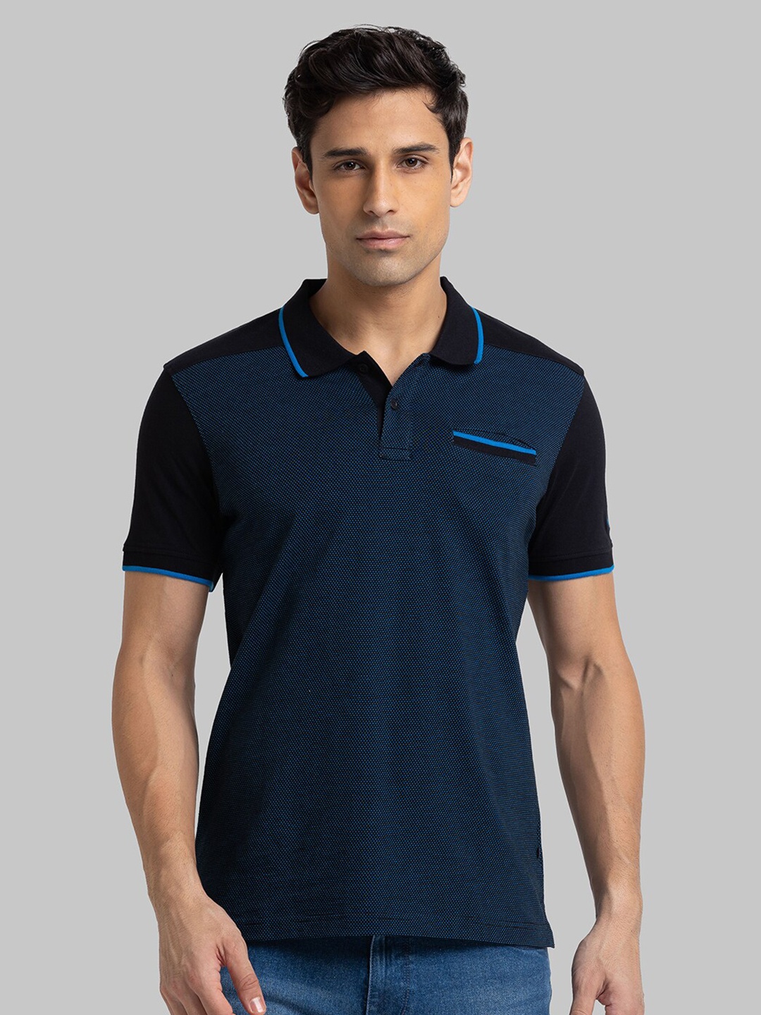 

Parx Men Black Polo Collar T-shirt