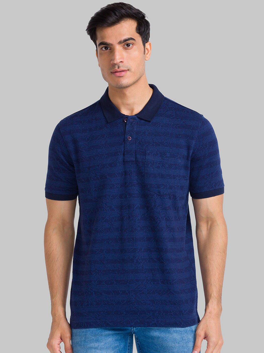 

Parx Men Blue Polo Collar T-shirt