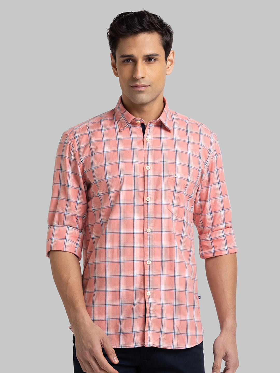 

Parx Men Brown Slim Fit Tartan Checks Checked Casual Shirt