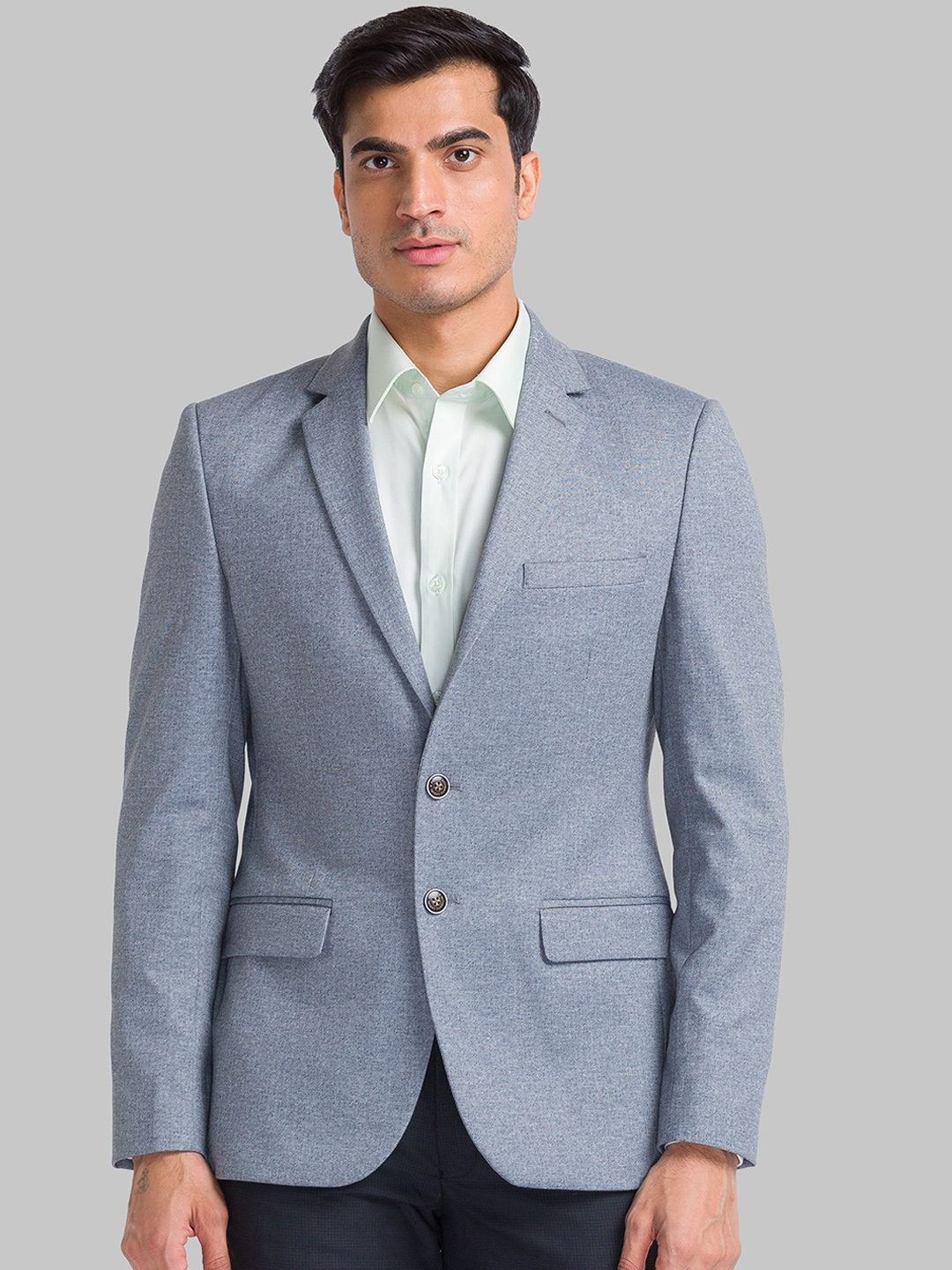 

Parx Men Grey Solid Single Breasted Blazers