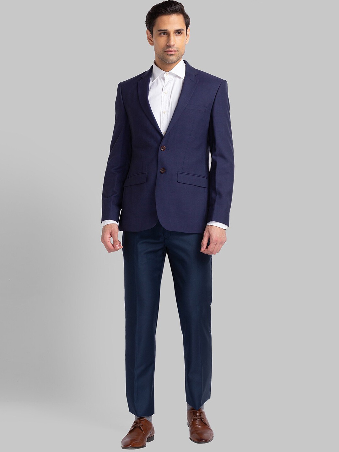 

Raymond Men Violet Checked Slim-Fit Single-Breasted Two-Piece Formal Suit