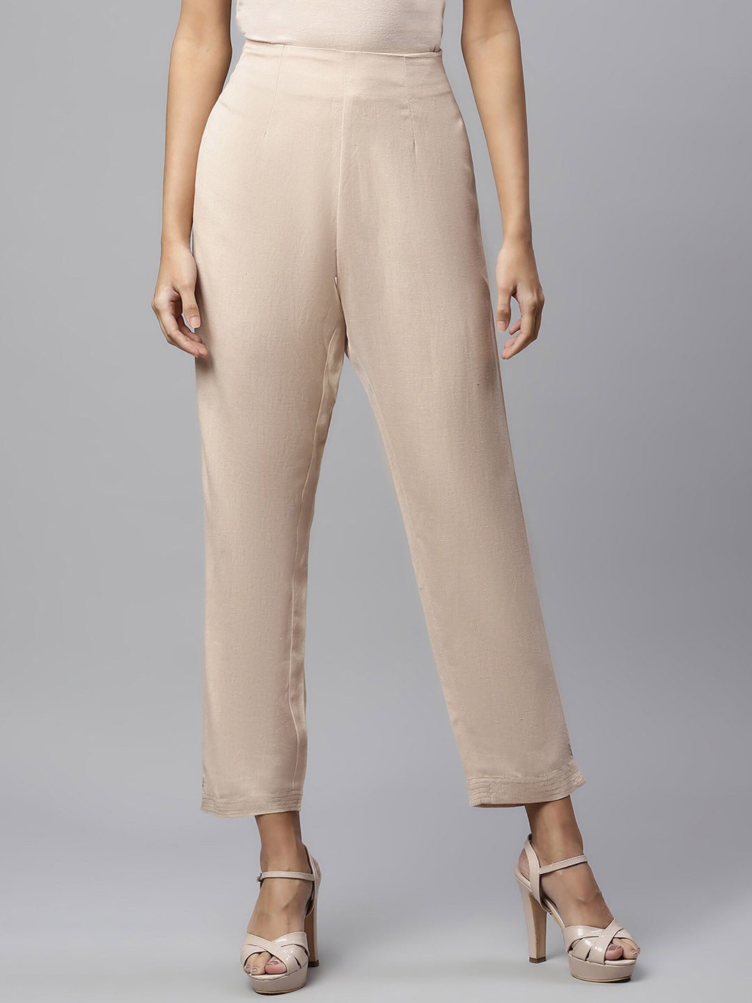 

Linen Club Woman Women Beige Linen Ethnic Palazzos