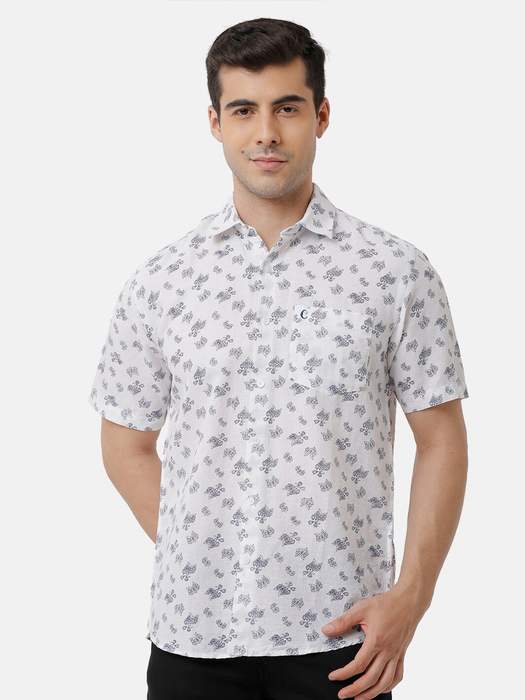 

CAVALLO by Linen Club Men White Floral Printed Casual Shirt