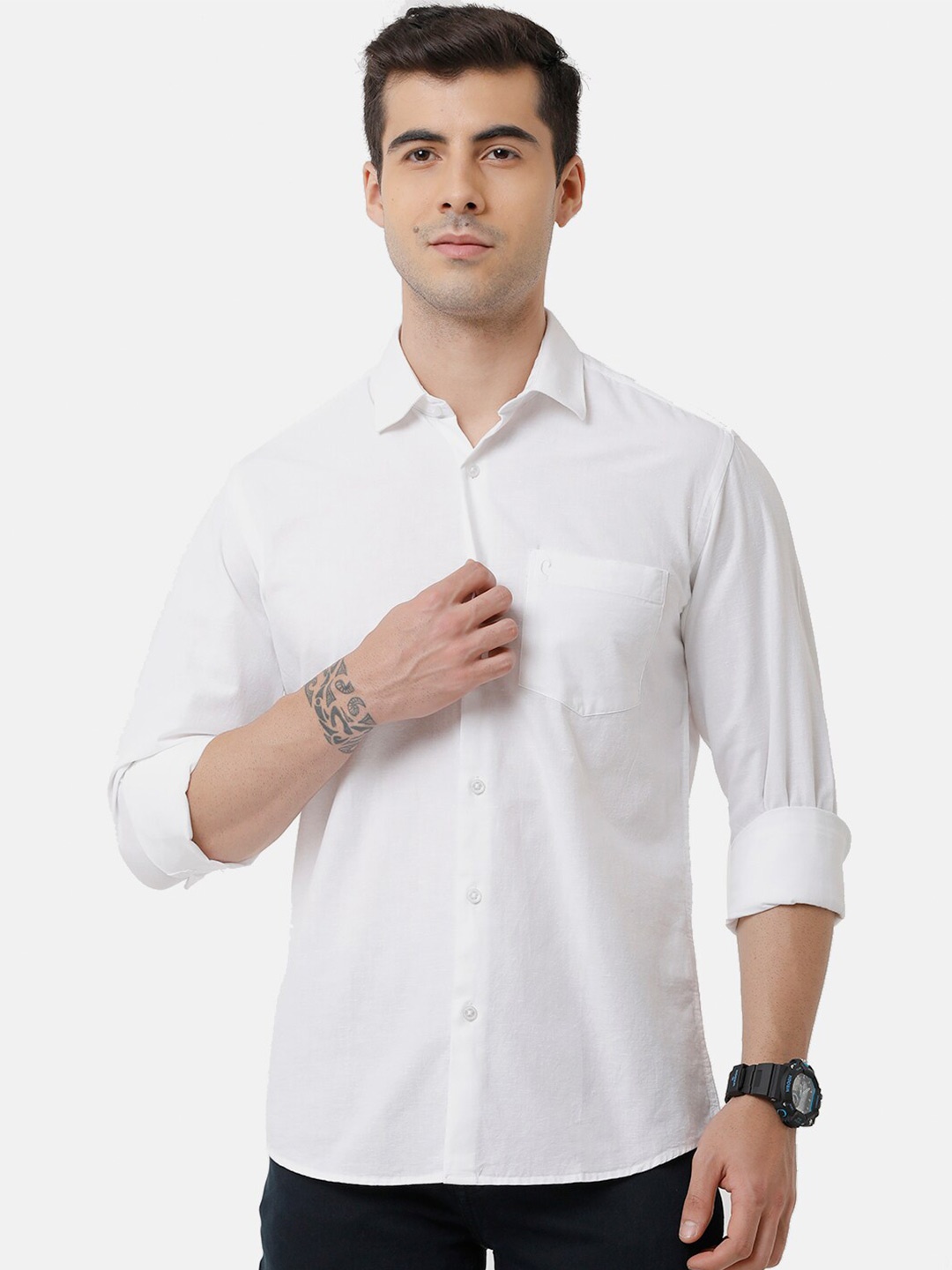 

CAVALLO by Linen Club Men White Casual Shirt