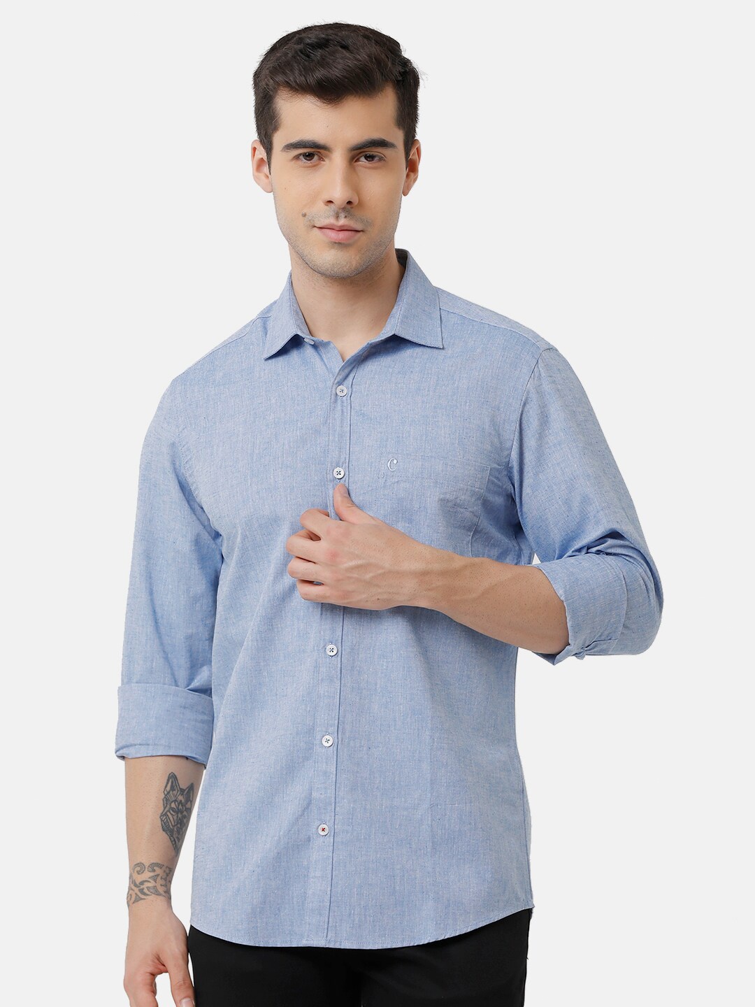 

CAVALLO by Linen Club Men Blue Casual Shirt