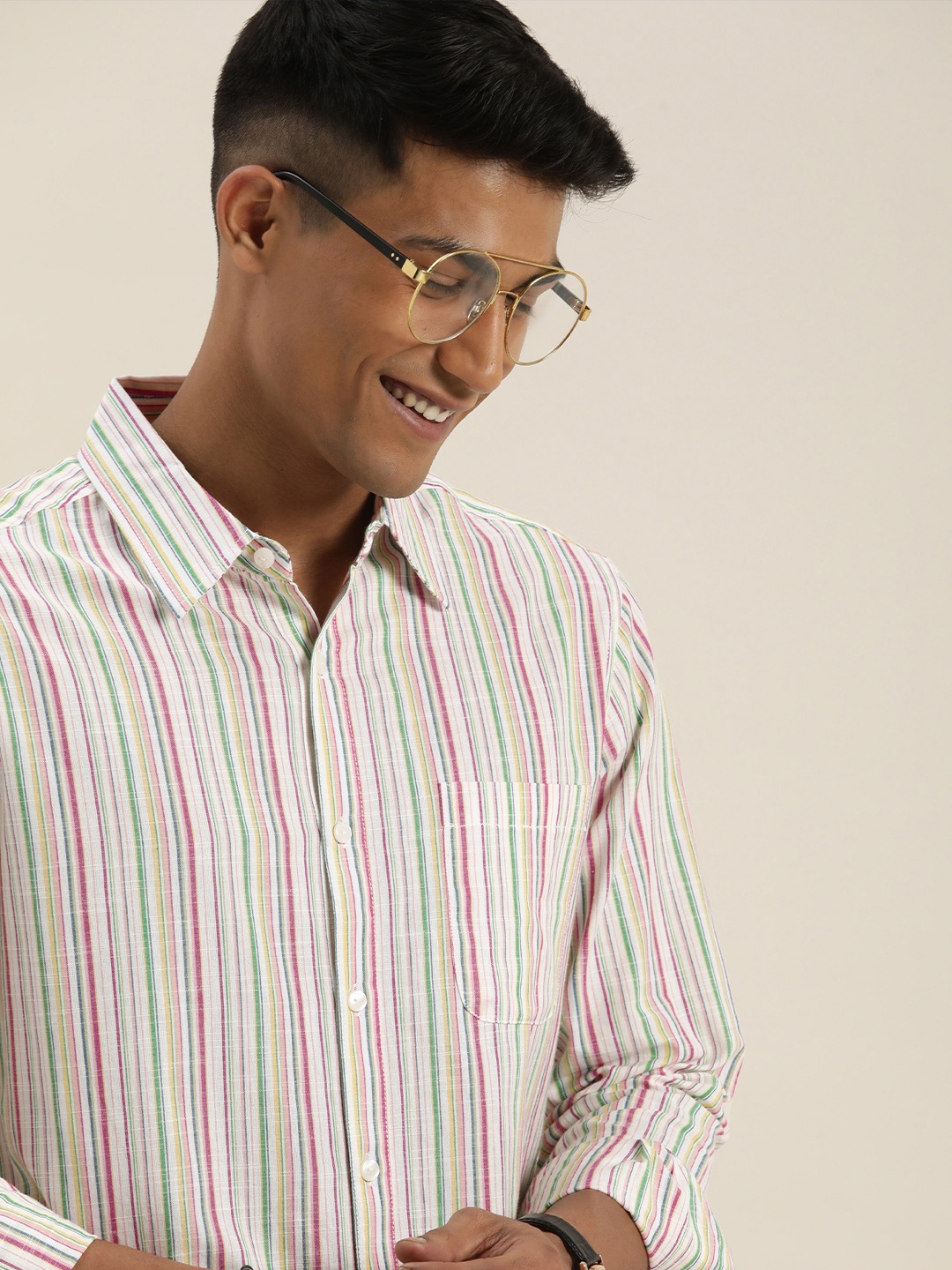 

Taavi Woven Legacy Striped Pure Cotton Casual Shirt, Multi