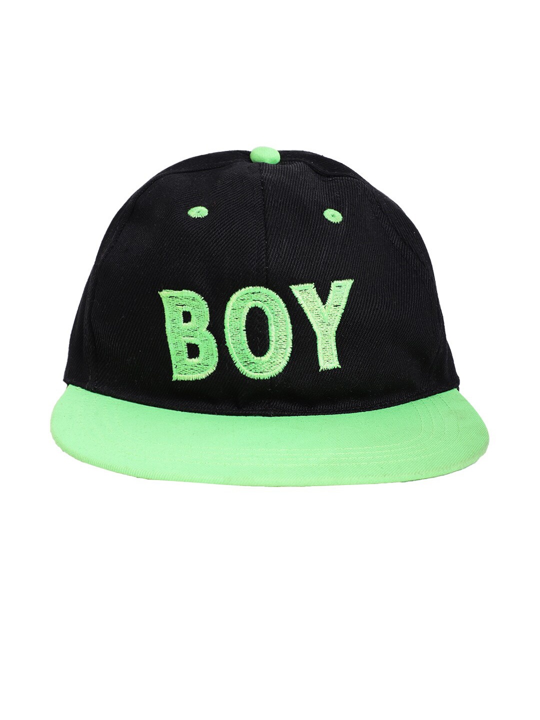 

QUIRKY Men Black & Green Boy Embroidered Baseball Cap