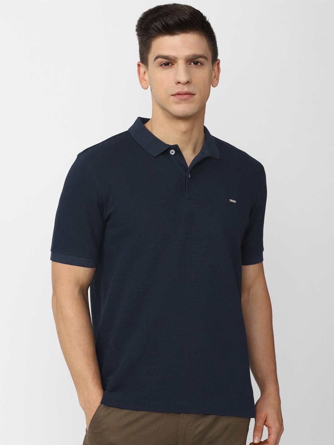 

Van Heusen Men Navy Blue Polo Collar T-shirt