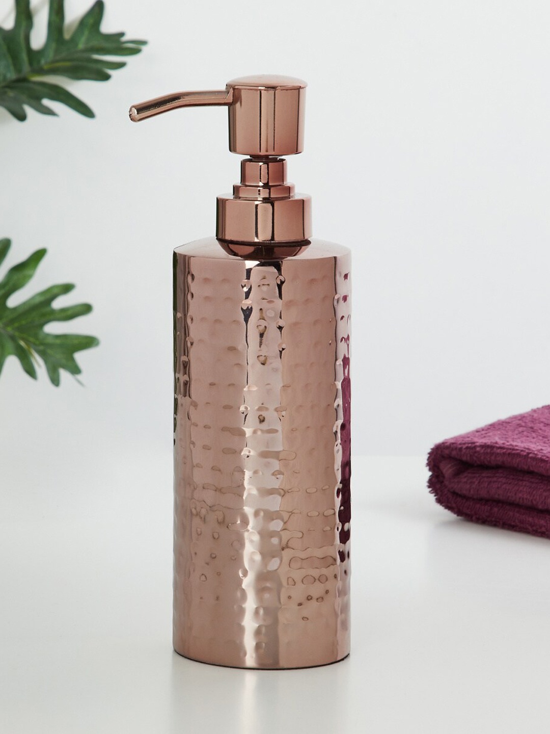 

Home Centre Gold-Toned Textured Glossy Stainless Steel Soap Dispenser