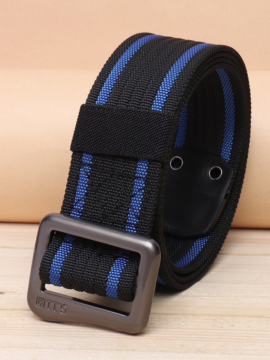 

ZORO Men Black Striped Belt NYLON FABRIC BELT