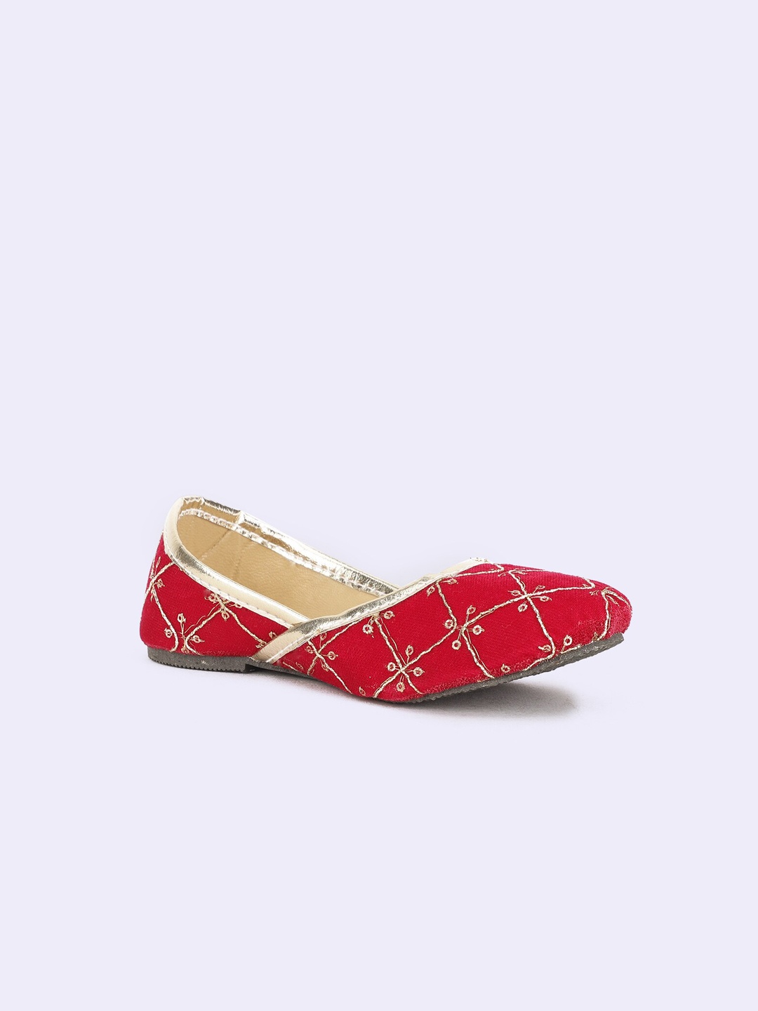 

BownBee Girls Red Embellished Leather Ethnic Flats