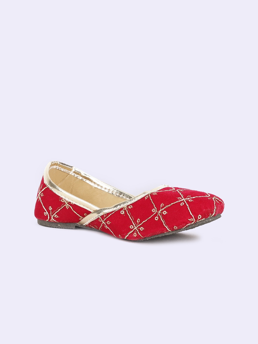 

BownBee Girls Red Embellished Leather Ethnic Flats
