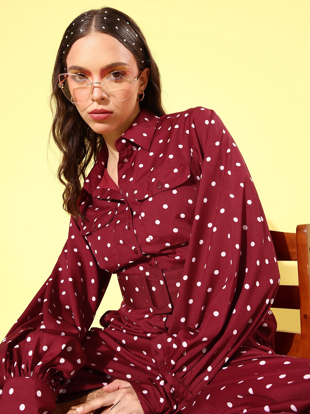 

QUIERO Women Maroon Printed Once Upon a Sleeve Jumpsuit