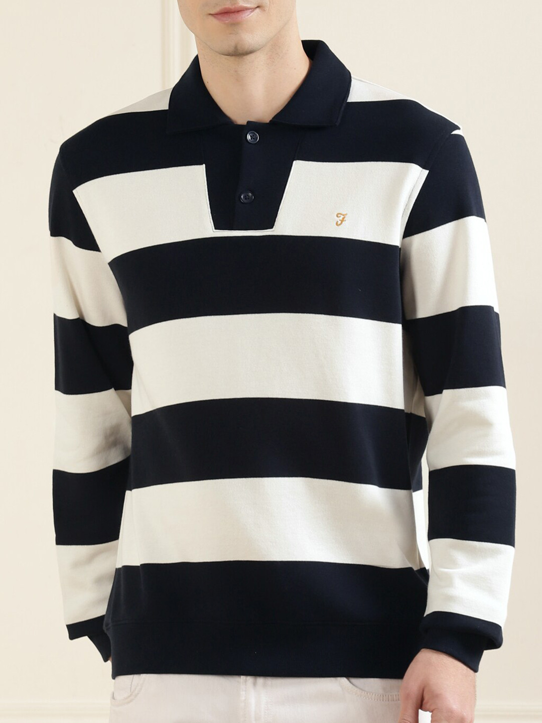 

Farah Men Navy Blue Striped Sweatshirt