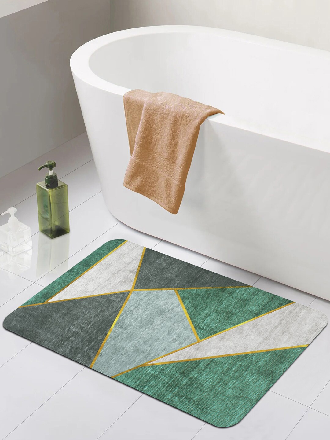 

Story@home Green & Brown Printed Anti-Slip 210GSM Bath Rugs