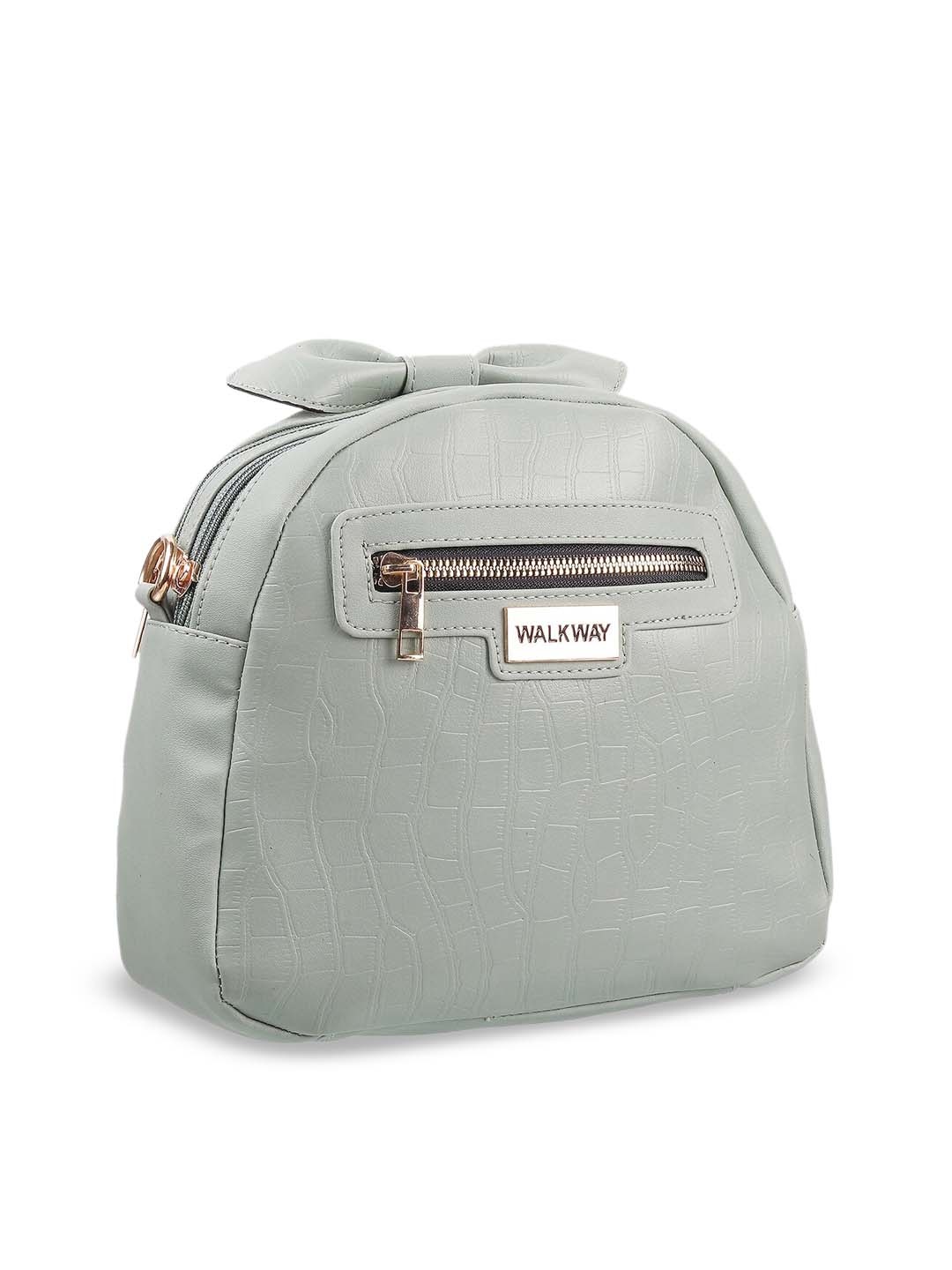 

WALKWAY by Metro Green Textured Structured Handheld Bag with Fringed