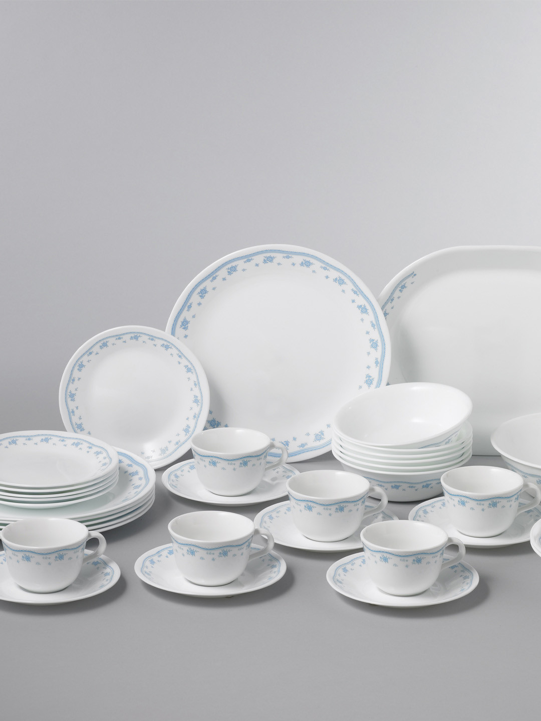 

Corelle White & Blue Pack Of 10 Dishwasher & Microwave Safe Vitrelle Glass Dinner Set