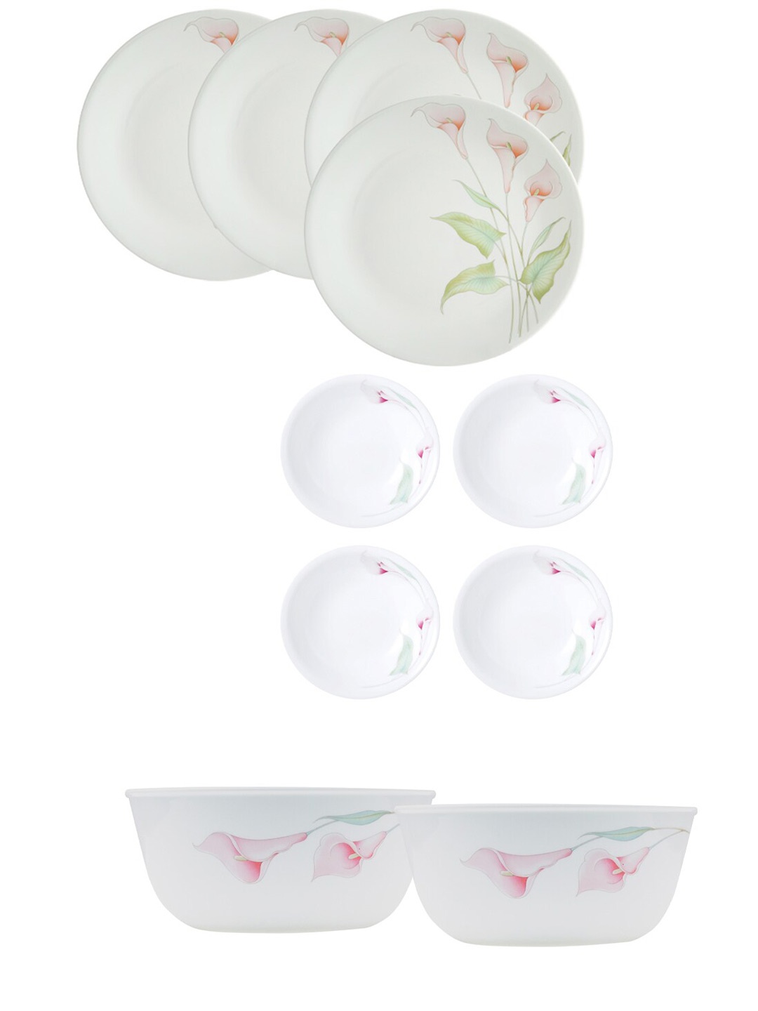 

Corelle White & Pink Pack Of 10 Dishwasher & Microwave Safe Vitrelle Glass Dinner Set