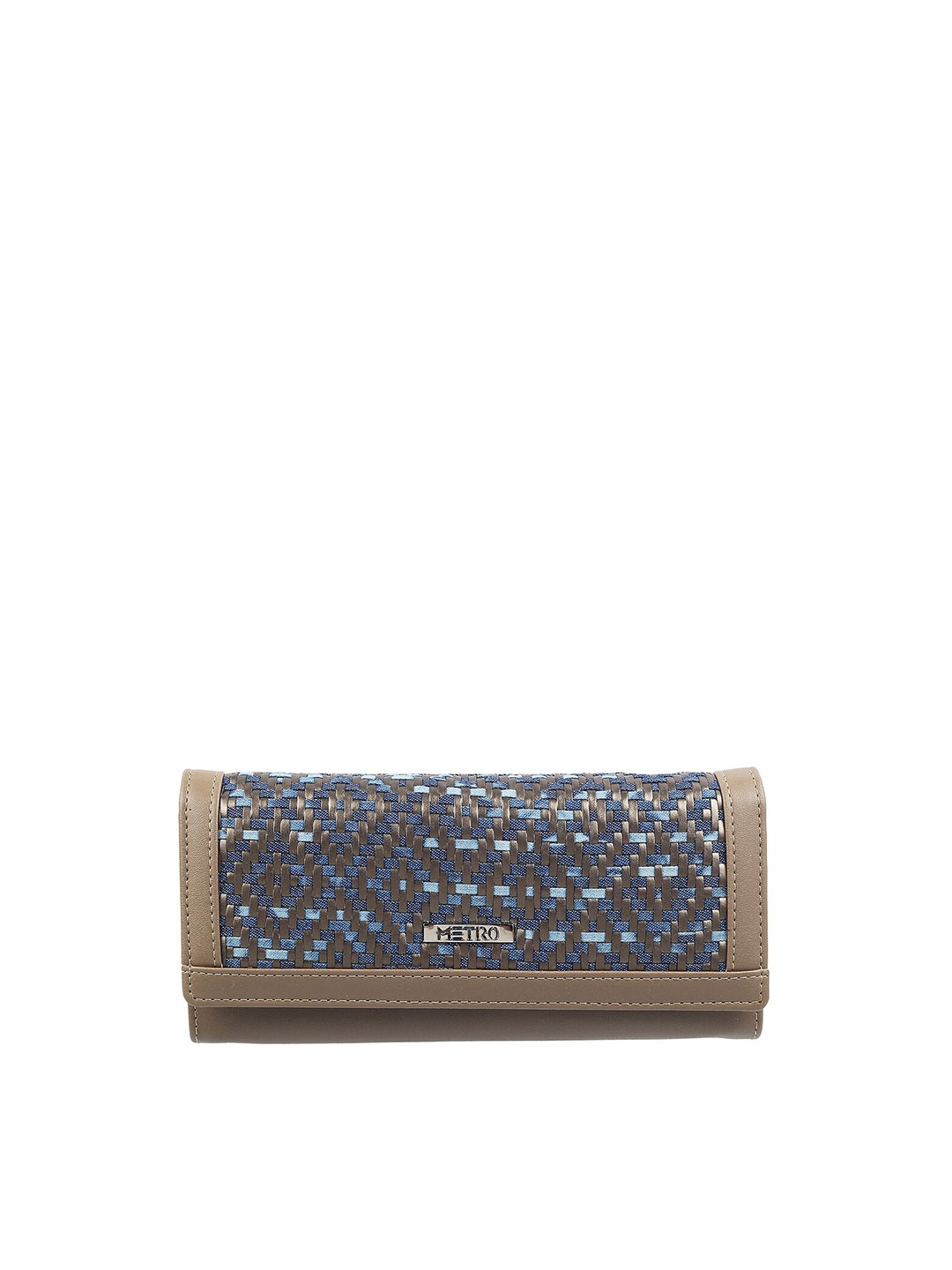 

Metro Women Bronze-Toned & Blue Geometric Textured Two Fold Wallet