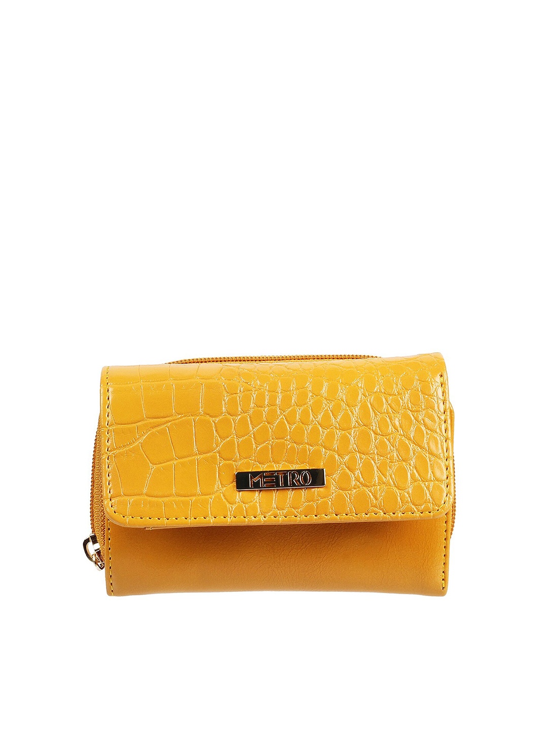 

Metro Women Yellow Textured Two Fold Wallet