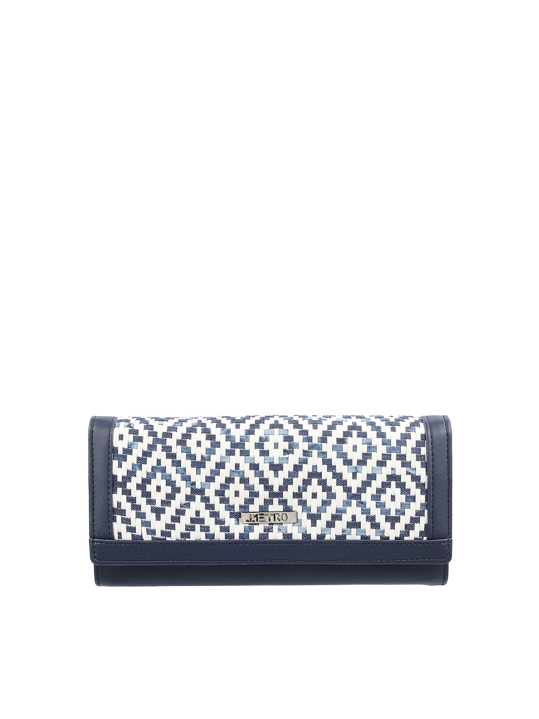 

Metro Women Blue & White Textured Two Fold Wallet