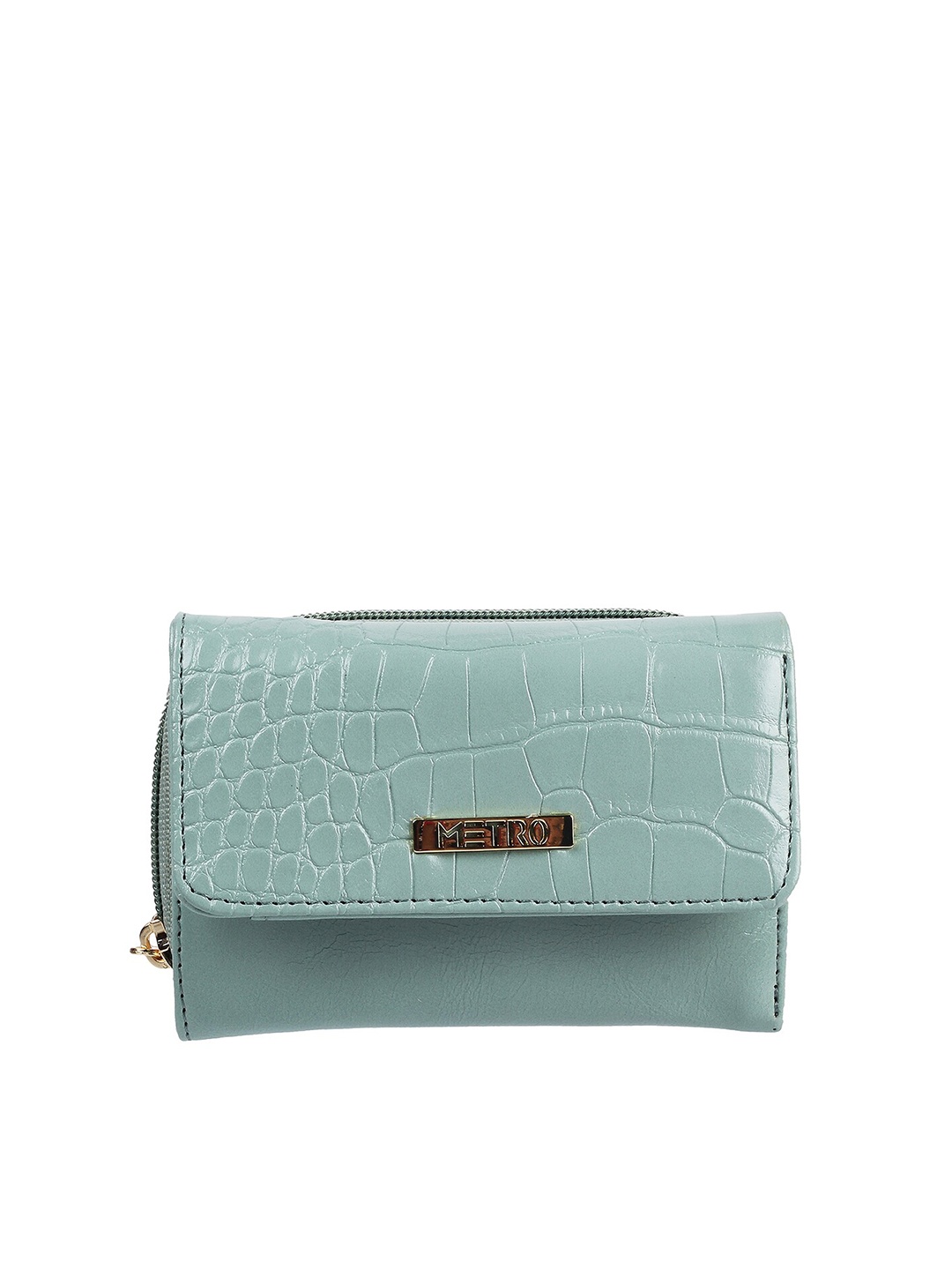 

Metro Women Green Textured Two Fold Wallet