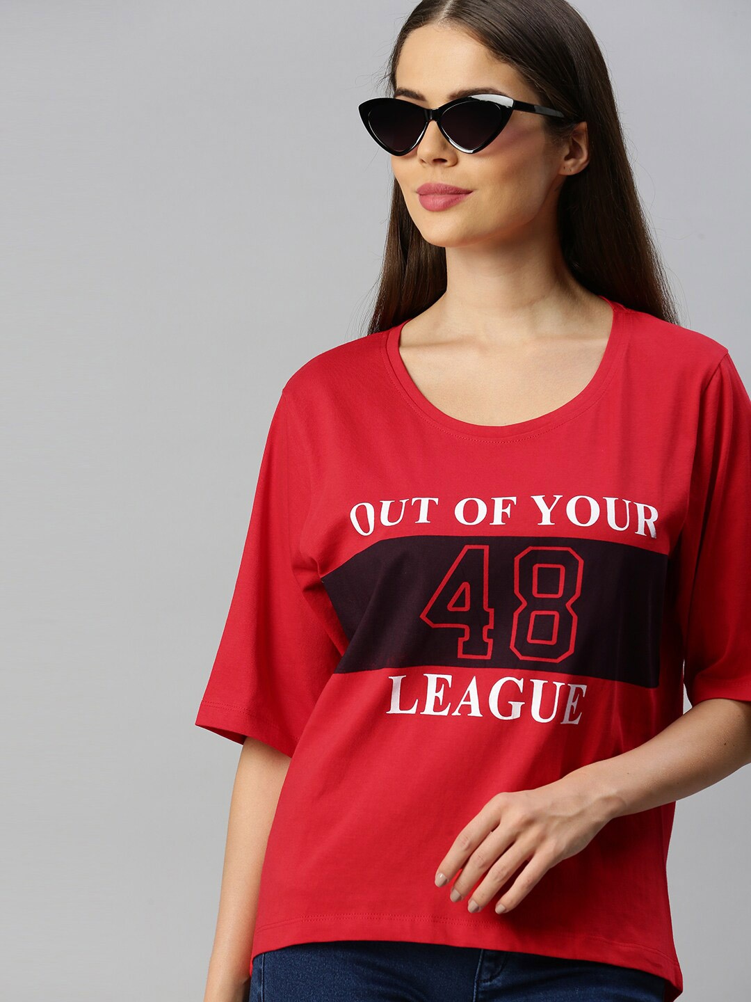

Enviously Young Women Red Typography Printed T-shirt