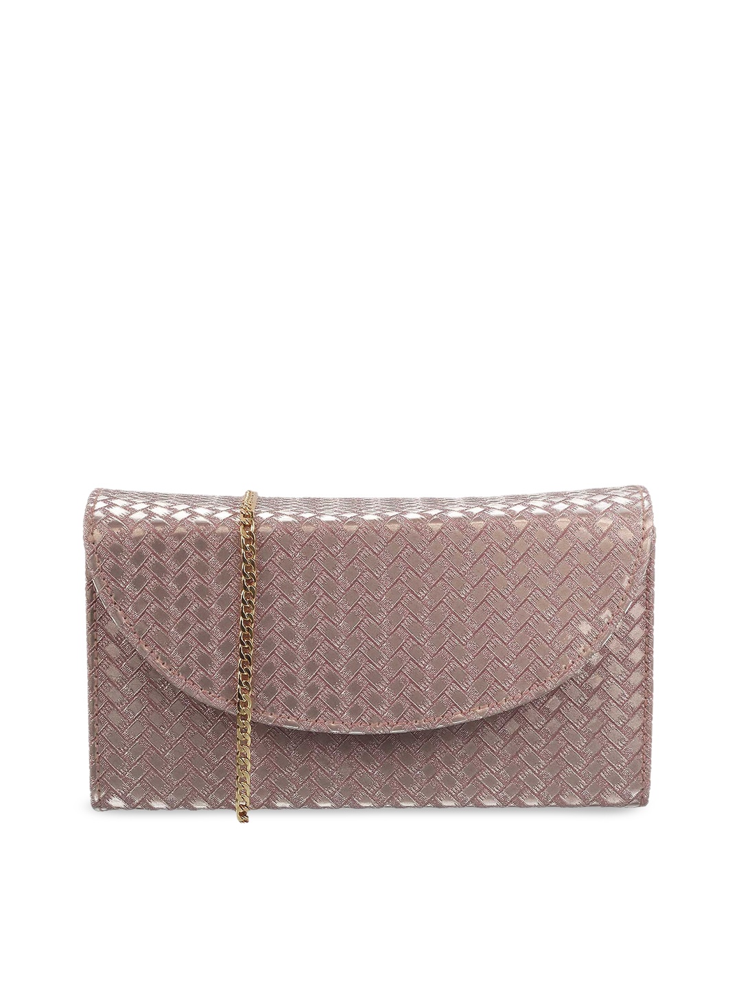 

Mochi Rose Textured Envelope Clutch With Button Closure