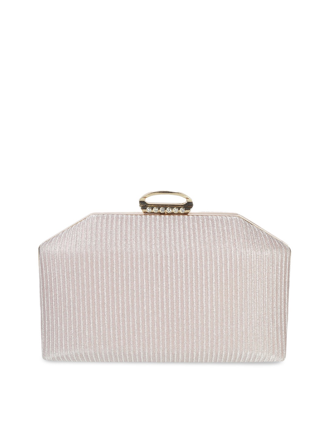 

Mochi Women Pink Striped Box Clutch With Click Closure