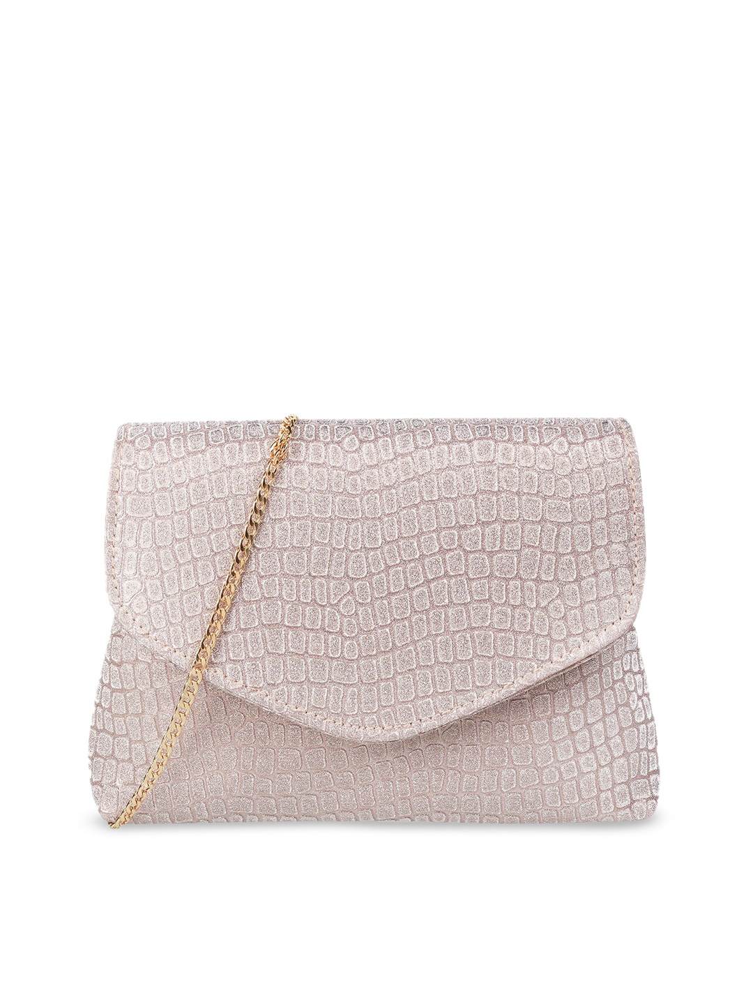 

Mochi Women Pink & Gold-Toned Textured Envelope Clutch