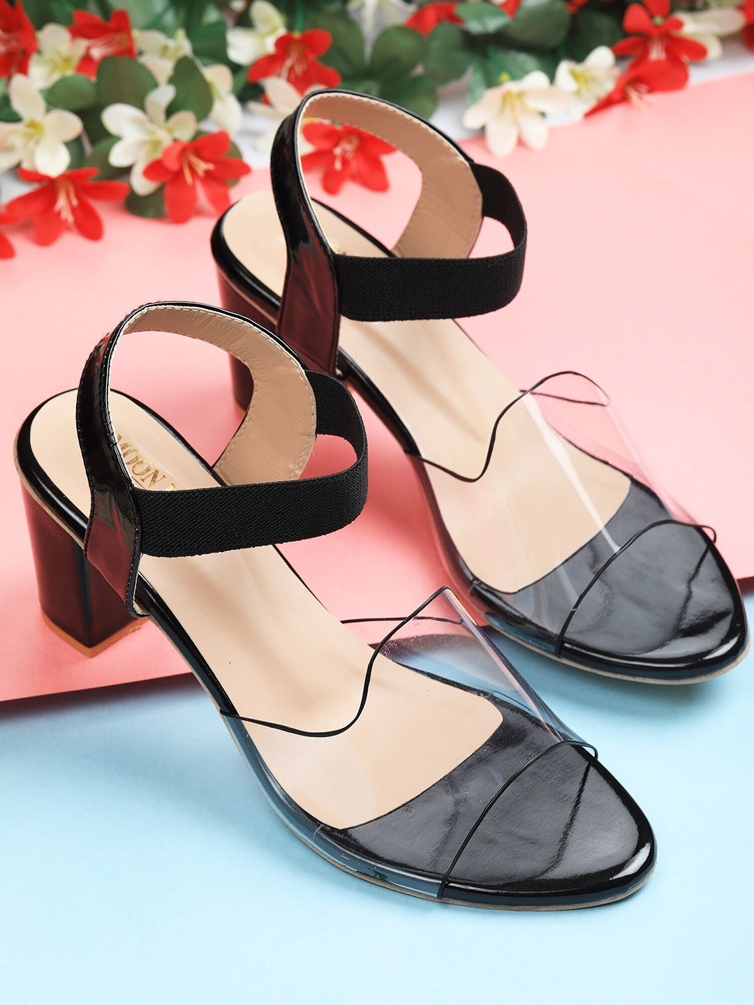 

Moonwalk Black Block Sandals with Buckles