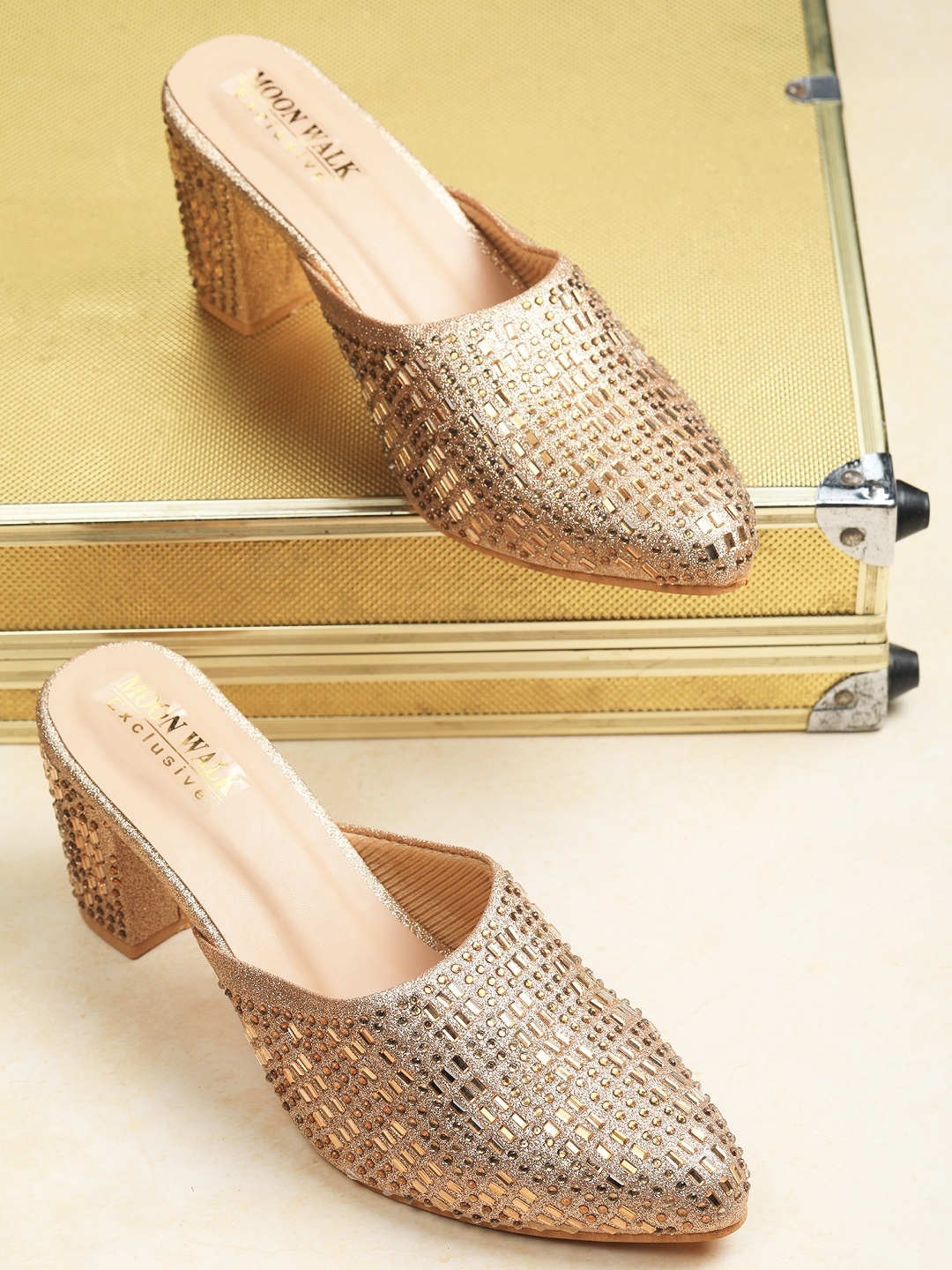 

Moonwalk Pink Embellished Block Mules