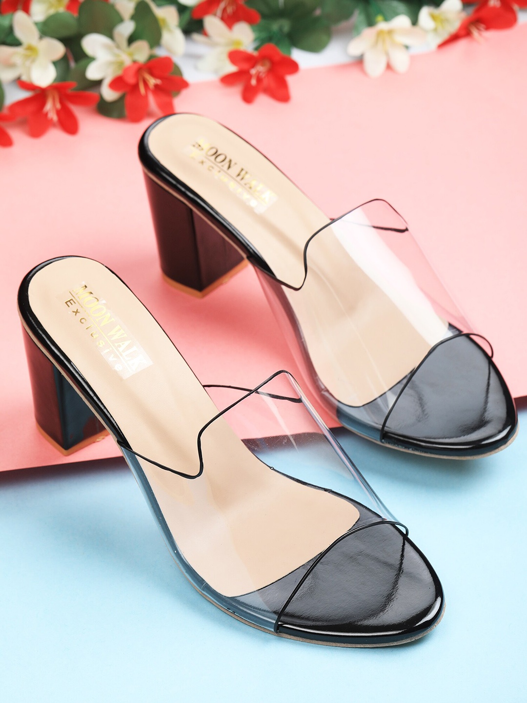 

Moonwalk Black Block Sandals with Buckles