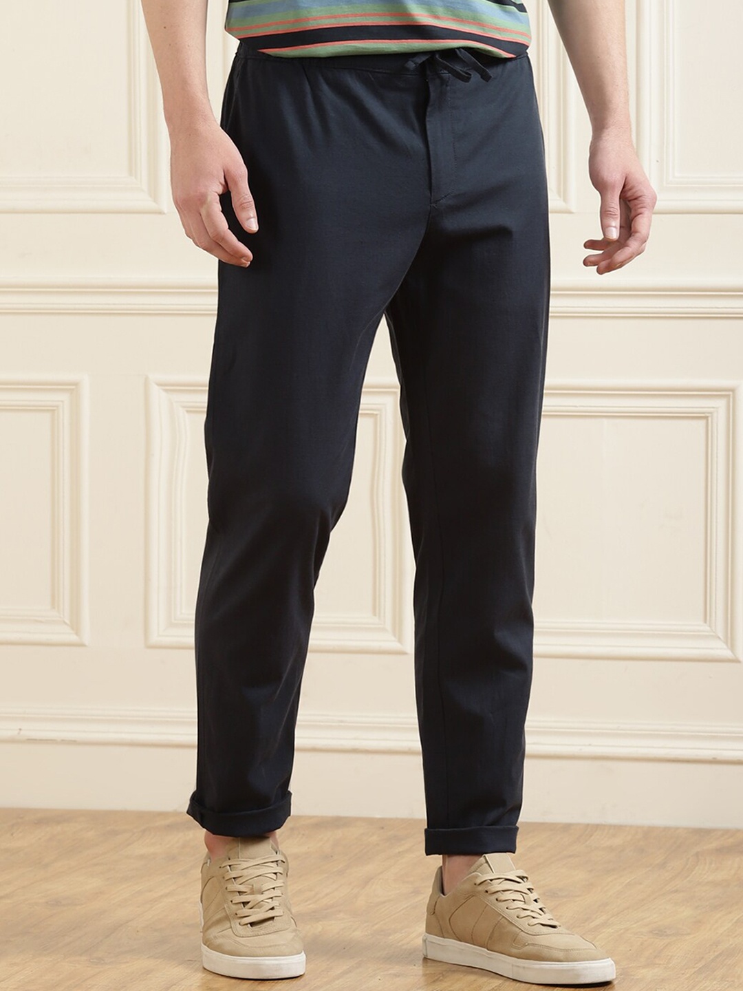 

Original Penguin Men Navy Blue Relaxed Trousers