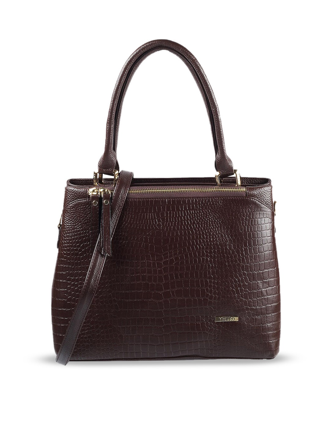 

Metro Brown Animal Textured Structured Handheld Bag
