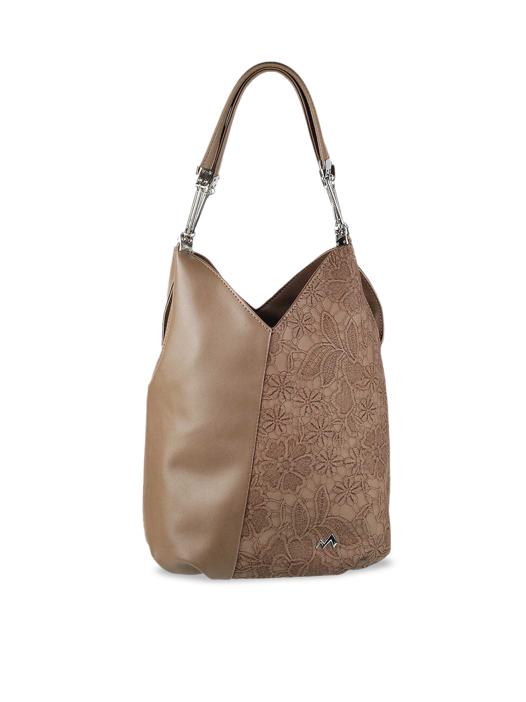 

Metro Brown Animal Textured Shopper Hobo Bag with Cut Work