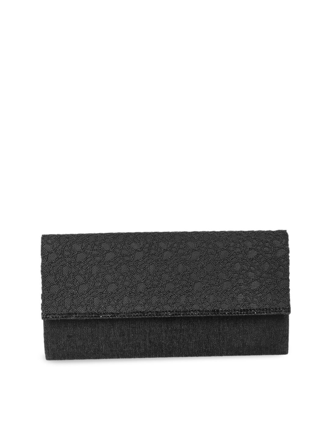 

Metro Women Black Textured Envelope Clutch