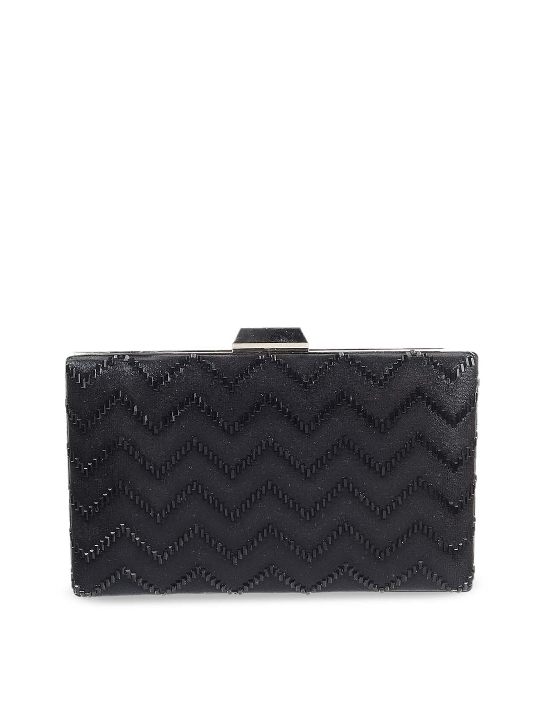 

Metro Black Embellished Box Clutch
