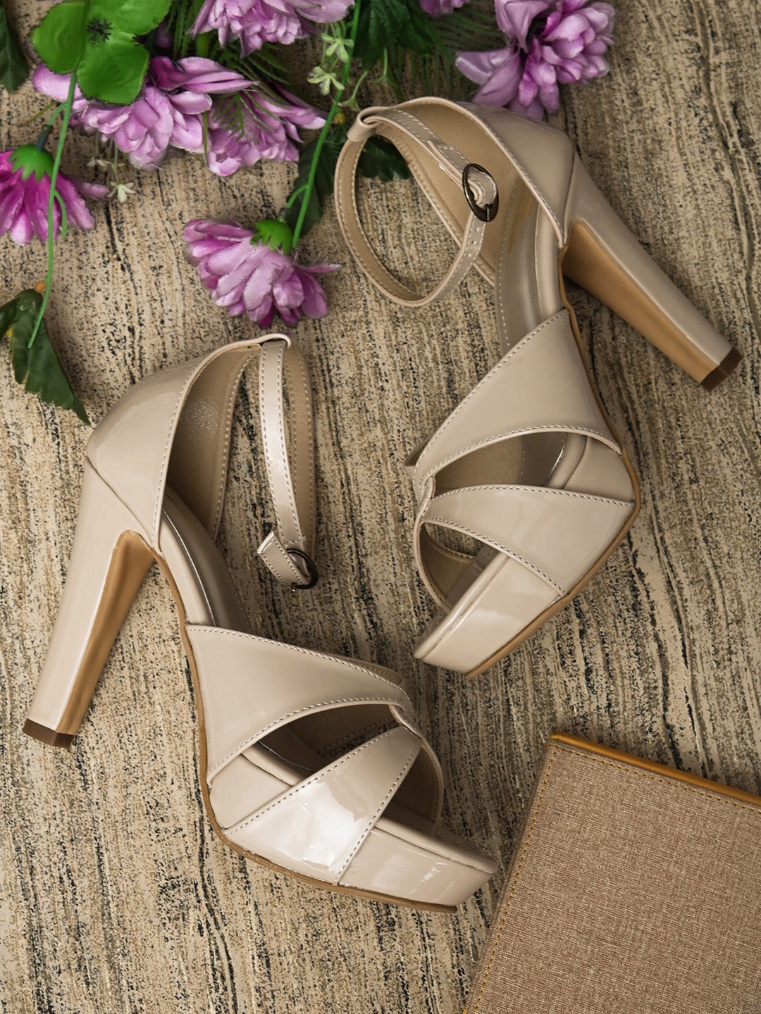 

pelle albero Beige Party Open Toe Block Heels