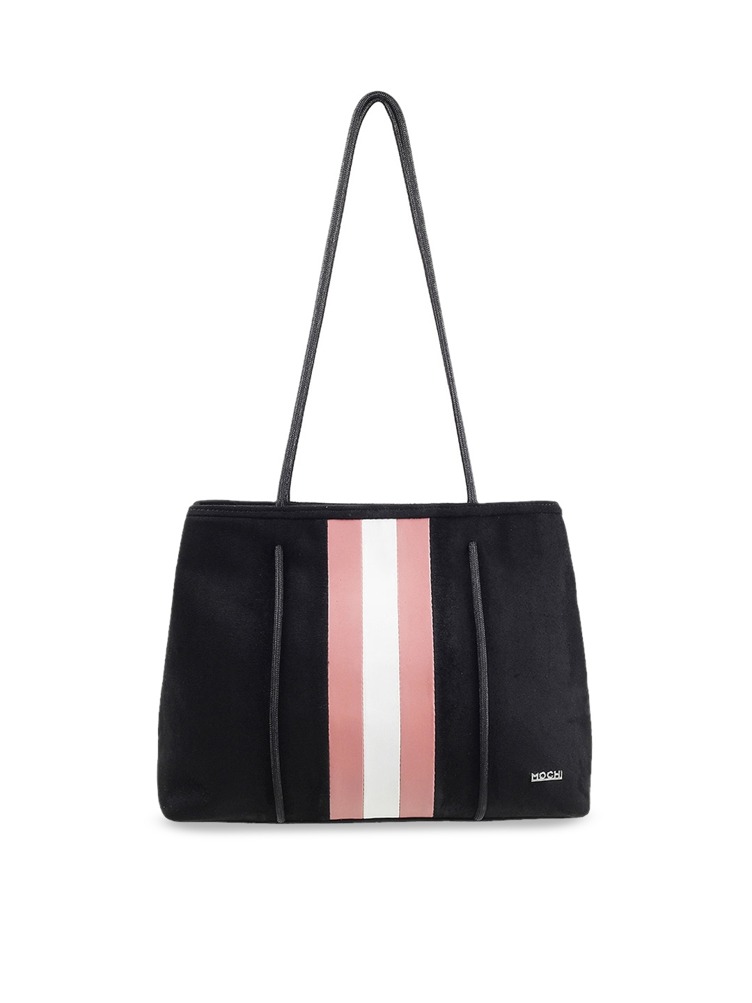 

Mochi Black Striped Structured Shoulder Bag