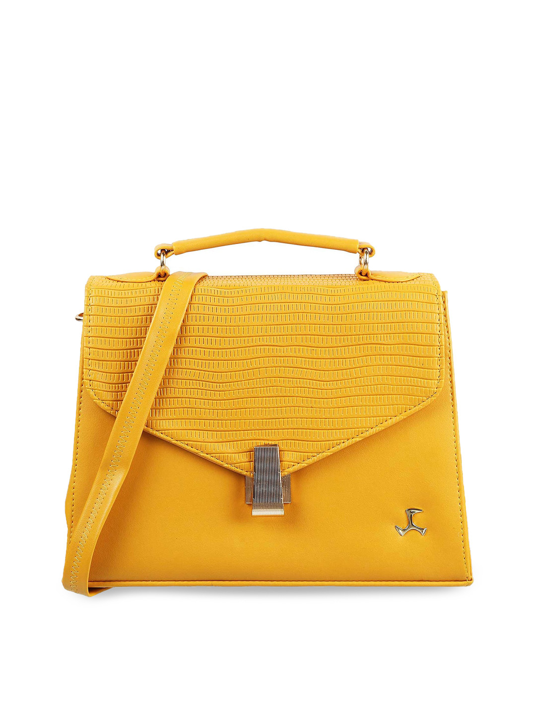 

Mochi Yellow Textured Structured Handheld Bag