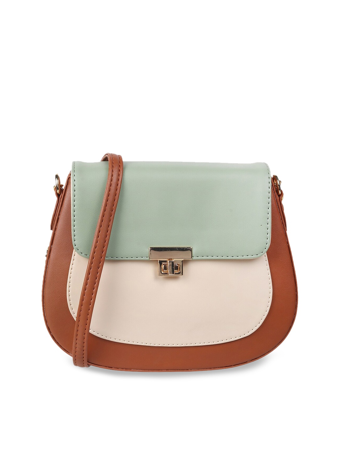 

Mochi Tan Colourblocked Structured Sling Bag