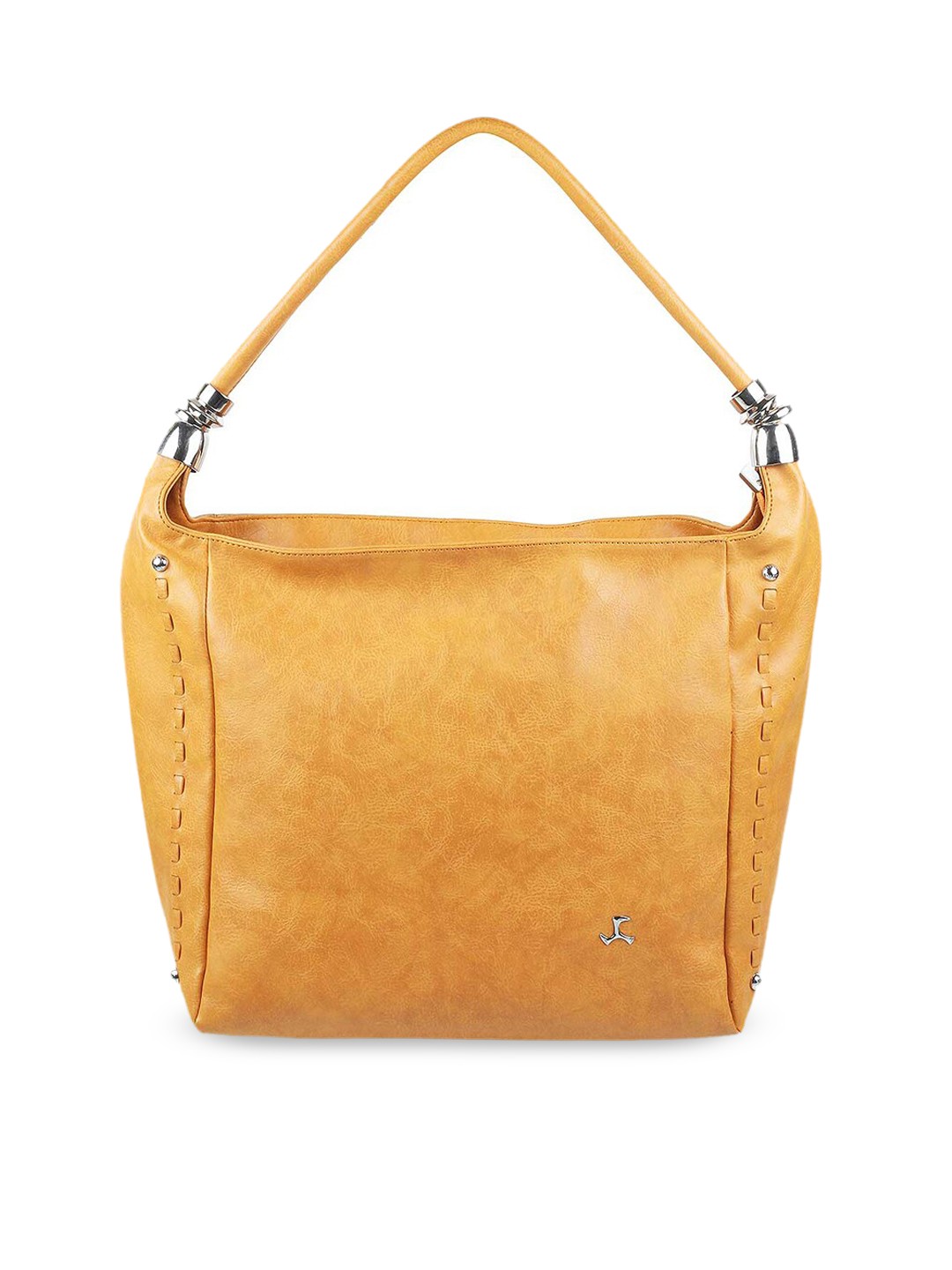 

Mochi Yellow Textured Structured Hobo Bag with Quilted