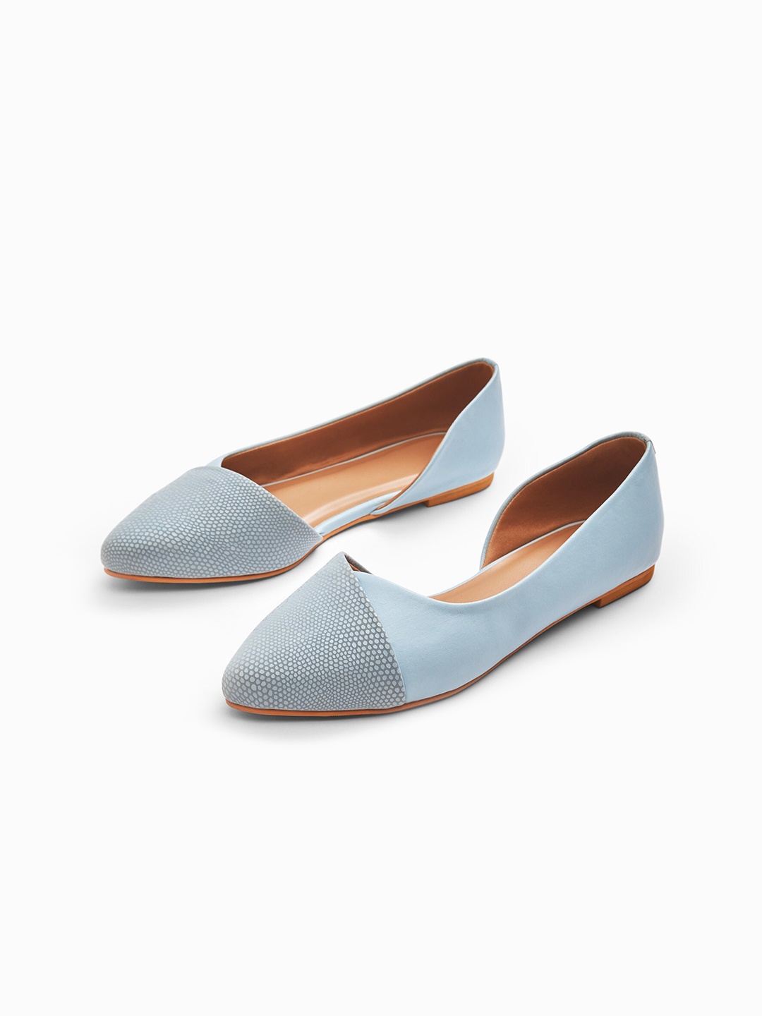 

The Label Life Women Aqua Blue Textured Ballet Flats