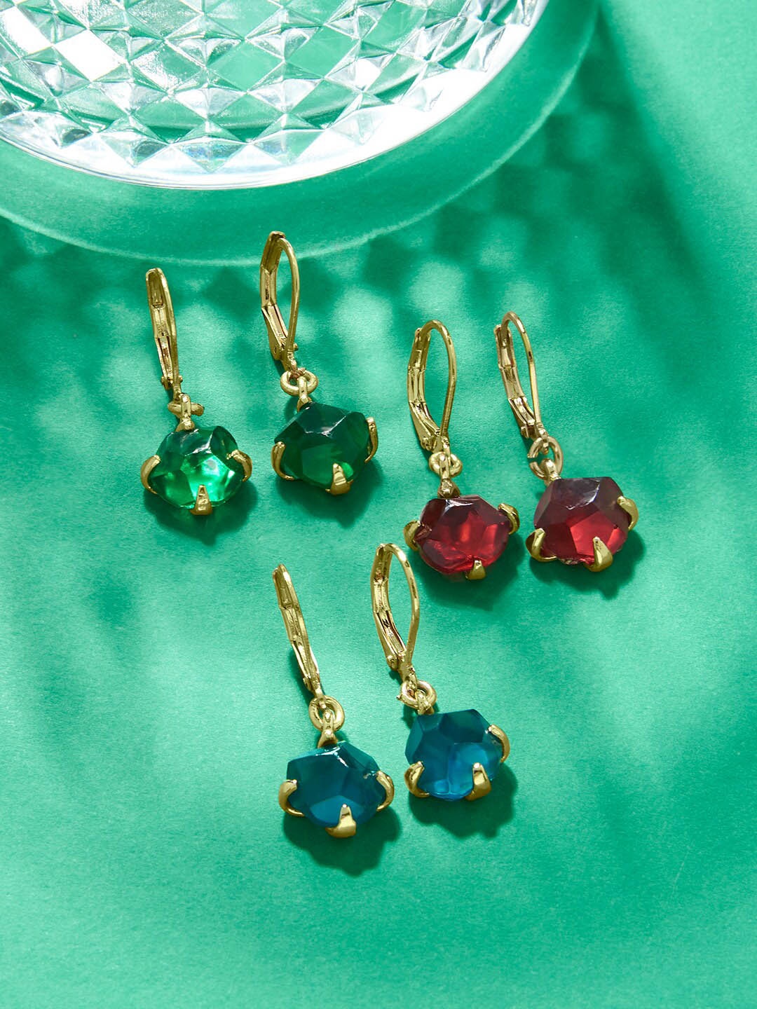 

Accessorize London Set of 3 Claw Stone Circular Drop Earrings, Multi