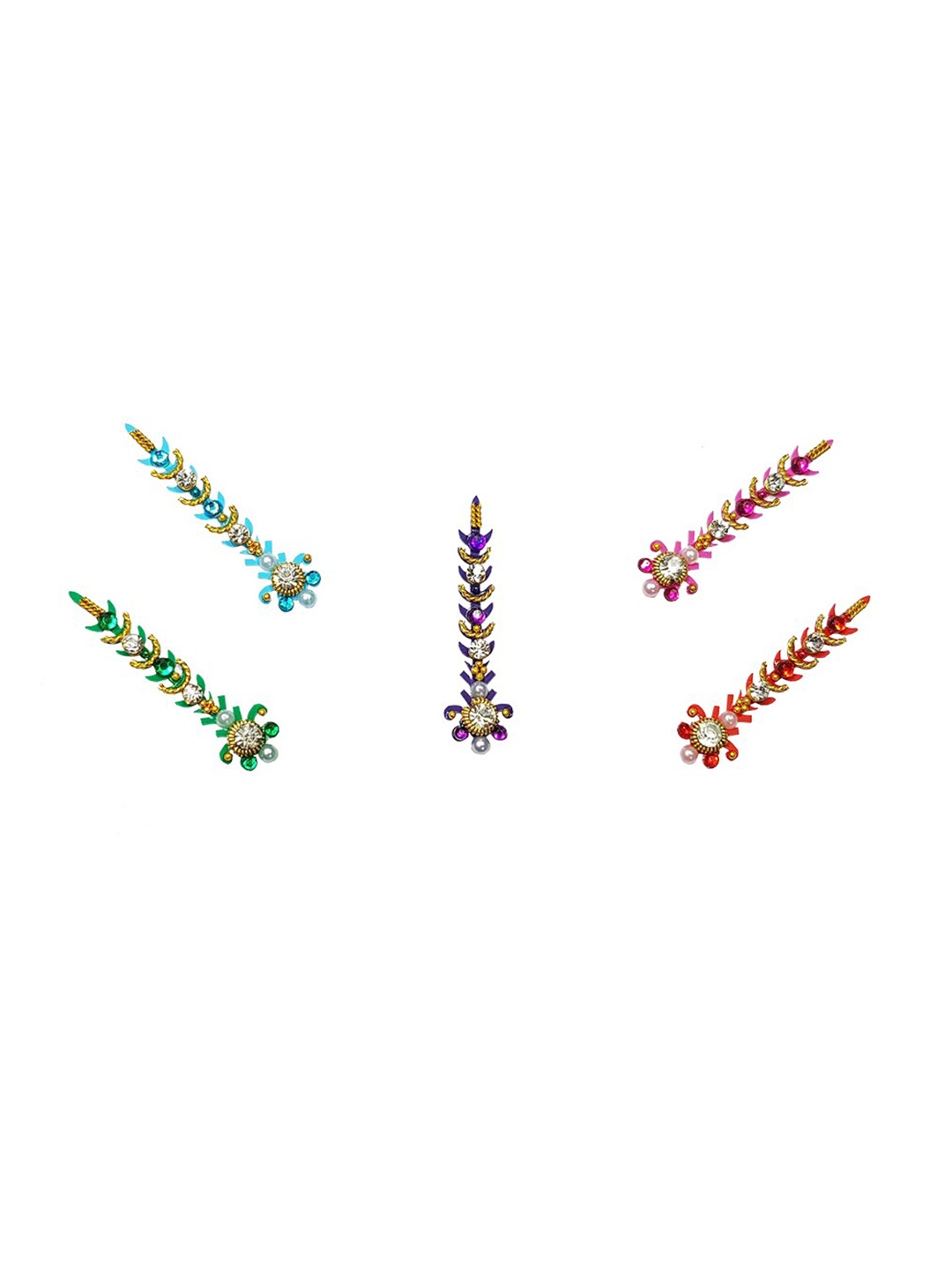 

Comet Busters Set of 5 Multicoloured Bindis, Green