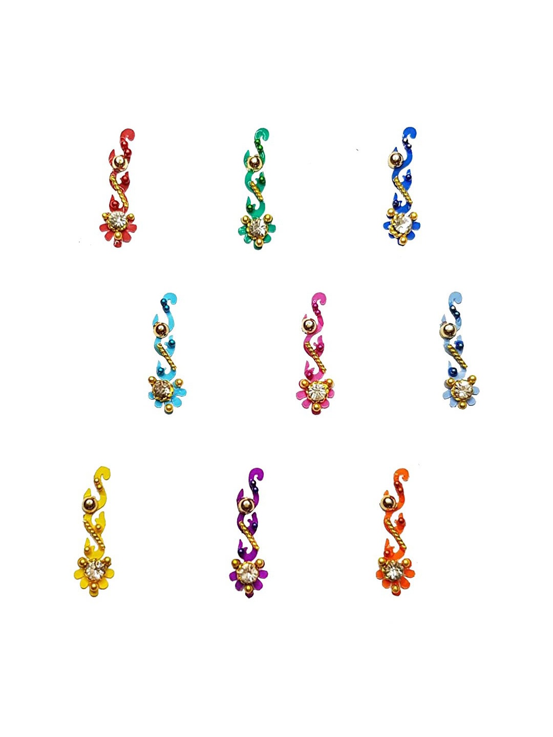 

Comet Busters 9 Pcs Multicoloured Floral Shaped Bindi, Multi