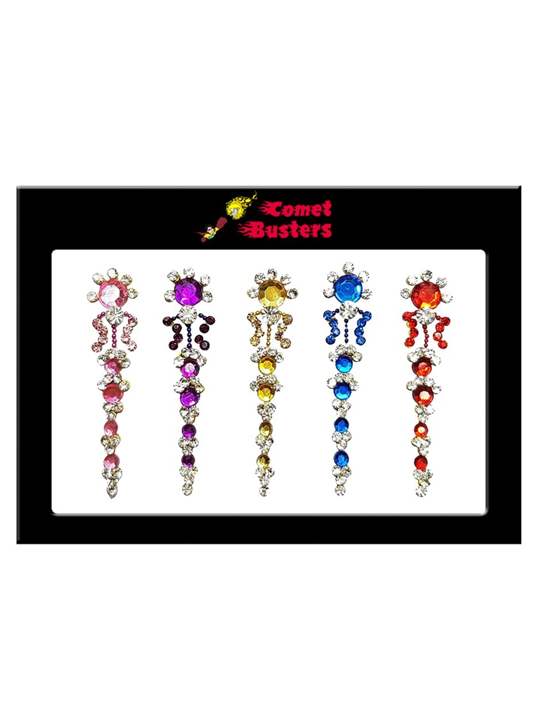 

Comet Busters 5 Pcs Multicoloured Large Stone Studded Bindi, Multi